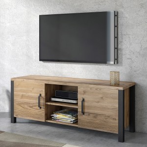 Ensemble de 3 meubles de salon collection DARWIN. Couleur épicéa et noir.