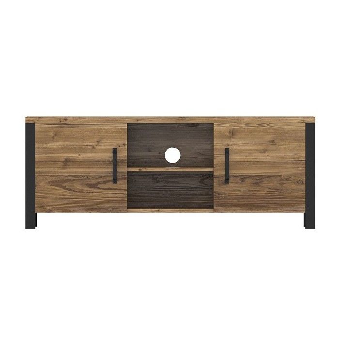 Ensemble de 3 meubles de salon collection DARWIN. Couleur épicéa et noir.