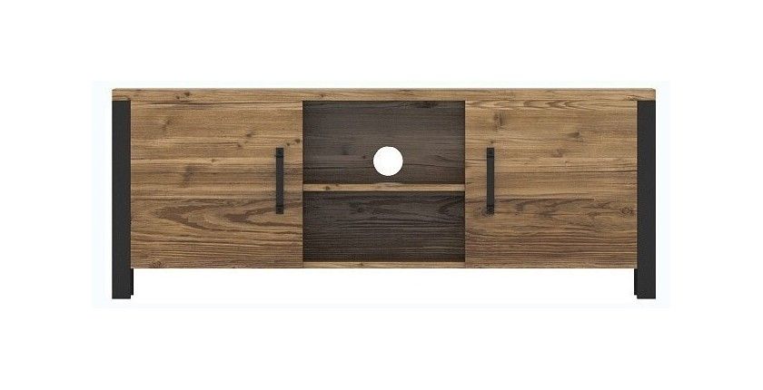 Ensemble de 3 meubles de salon collection DARWIN. Couleur épicéa et noir.