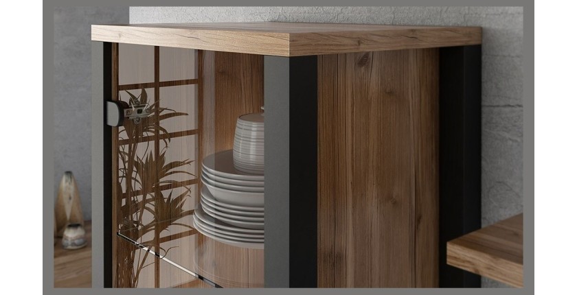 Ensemble de 3 meubles de salon collection DARWIN. Couleur épicéa et noir.