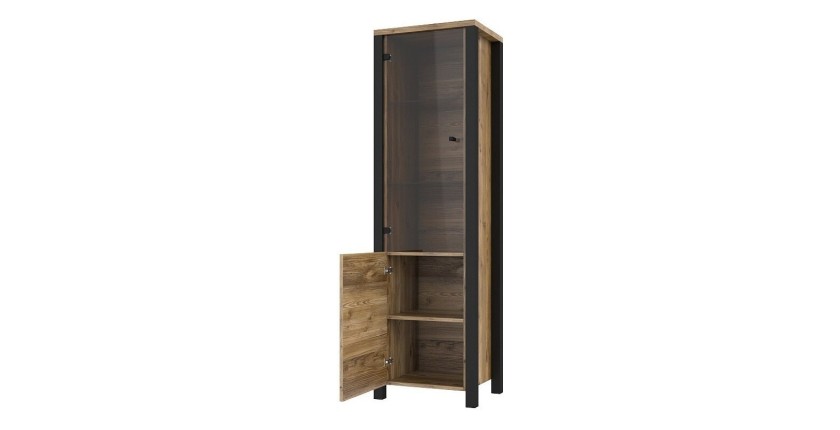 Ensemble de 3 meubles de salon collection DARWIN. Couleur épicéa et noir.