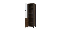 Ensemble de 3 meubles de salon collection DARWIN. Couleur chêne foncé et noir.