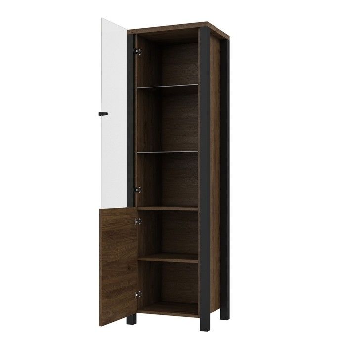 Ensemble de 3 meubles de salon collection DARWIN. Couleur chêne foncé et noir.