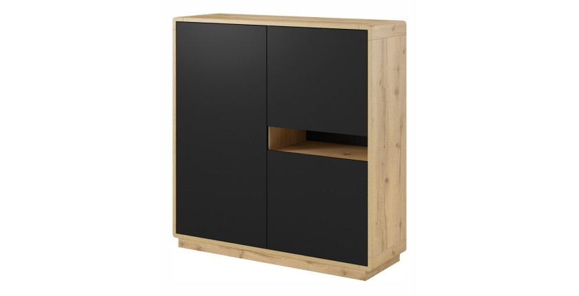 Ensemble de 5 meubles de salon collection VILLA. Couleur chêne et noir mat.