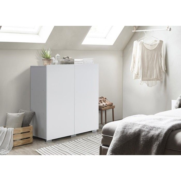 Rangement double portes collection TINY - 100x120cm - Coloris blanc