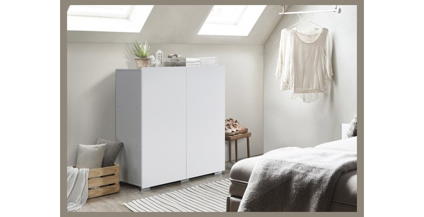 Rangement double portes collection TINY - 100x120cm - Coloris blanc