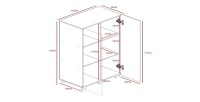 Rangement double portes collection TINY - 100x120cm - Coloris blanc