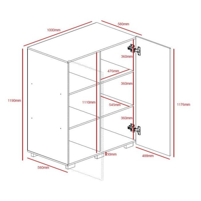 Rangement double portes collection TINY - 100x120cm - Coloris blanc