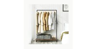 Portant sur roulettes style industriel collection MEMPHIS coloris noir et bois.