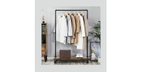 Portant sur roulettes style industriel collection MEMPHIS coloris noir et bois.