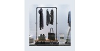 Portant sur roulettes style industriel collection MEMPHIS coloris noir et bois.