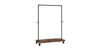 Portant sur roulettes style industriel collection MEMPHIS coloris noir et bois.