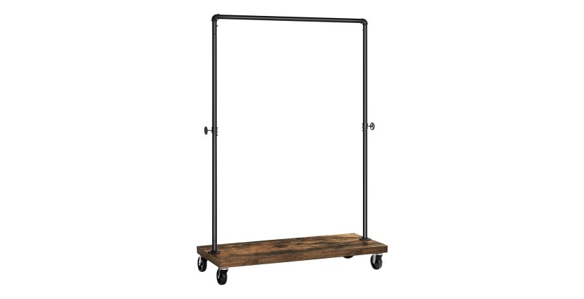 Portant sur roulettes style industriel collection MEMPHIS coloris noir et bois.