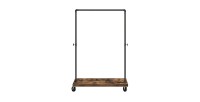 Portant sur roulettes style industriel collection MEMPHIS coloris noir et bois.