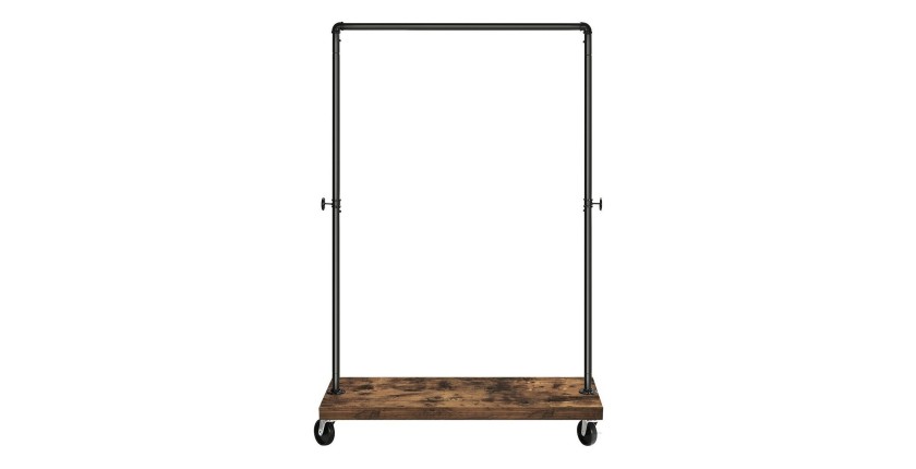 Portant sur roulettes style industriel collection MEMPHIS coloris noir et bois.