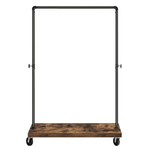 Portant sur roulettes style industriel collection MEMPHIS coloris noir et bois.