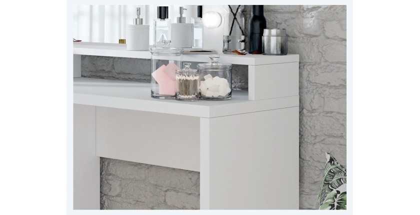 Coiffeuse design avec éclairage intégré collection VERSAILLE coloris blanc finitions brillantes