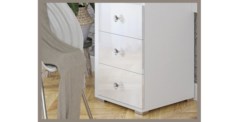 Coiffeuse design avec éclairage intégré collection VERSAILLE coloris blanc finitions brillantes