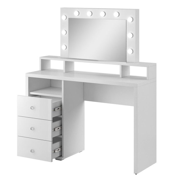 Coiffeuse design avec éclairage intégré collection VERSAILLE coloris blanc finitions brillantes