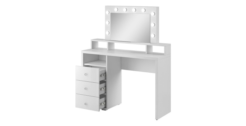 Coiffeuse design avec éclairage intégré collection VERSAILLE coloris blanc finitions brillantes
