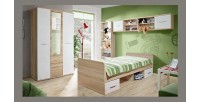 Chambre complète enfant, ado collection DENVER. Armoire 3 portes, Lit, bibliothèque et étagère