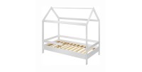 Lit cabane pour enfant 80x160 collection MOGWAI. coloris blanc.