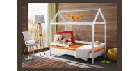 Lit cabane pour enfant 80x160 collection MOGWAI. coloris blanc.