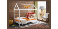 Lit cabane pour enfant 80x160 collection MOGWAI. coloris blanc.