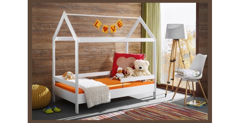 Lit cabane pour enfant 80x160 collection MOGWAI. coloris blanc.