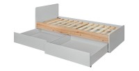 Lit enfant 90x200 collection BIBOU. coloris gris et chêne. Tiroirs inclus
