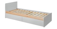 Lit enfant 90x200 collection BIBOU. coloris gris et chêne. Tiroirs inclus