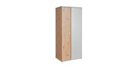 Armoire chambre d'enfant design coloris chêne et gris avec 2 portes battantes collection BIBOU.