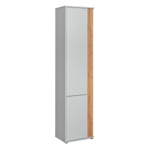 Armoire chambre d'enfant design coloris gris et chêne avec 2 portes battantes collection BIBOU.