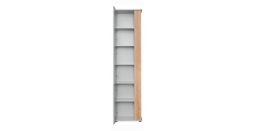 Armoire chambre d'enfant design coloris gris et chêne avec 2 portes battantes collection BIBOU.