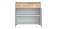 Commode pour chambre d'enfant 2 portes coloris gris et chêne. Collection BIBOU.