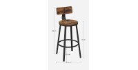 Lot de 2 Tabourets style industriel en métal et bois collection DAKOTA.