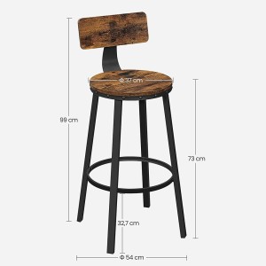 Lot de 2 Tabourets style industriel en métal et bois collection DAKOTA.
