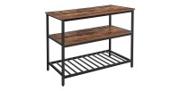Desserte de cuisine style industriel collection TAMPA structure en métal noir et plateau en bois.