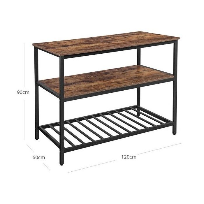 Desserte de cuisine style industriel collection TAMPA structure en métal noir et plateau en bois.