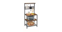 Desserte de cuisine XL style industriel collection TAMPA structure en métal noir et plateaux en bois.