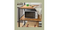 Desserte de cuisine XL style industriel collection TAMPA structure en métal noir et plateaux en bois.