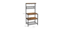 Desserte de cuisine XL style industriel collection TAMPA structure en métal noir et plateaux en bois.