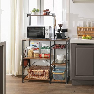 Desserte XL de cuisine style industriel collection TAMPA structure en métal noir et plateaux en bois.