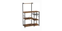Desserte XL de cuisine style industriel collection TAMPA structure en métal noir et plateaux en bois.