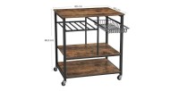 Desserte XL de cuisine sur roulettes style industriel collection TAMPA structure en métal noir et plateau en bois.