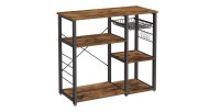 Étagères de cuisine style industriel collection TAMPA structure en métal noir et plateau en bois.