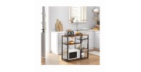 Étagères de cuisine style industriel collection TAMPA structure en métal noir et plateau en bois.