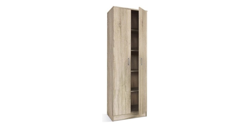 Armoire de rangement REY 80cm, idéal pour votre entrée, votre buanderie ou encore votre salle de bain.