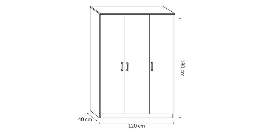 Garde Robe REY, armoire 3 portes idéal pour votre entrée, votre buanderie ou votre sdb