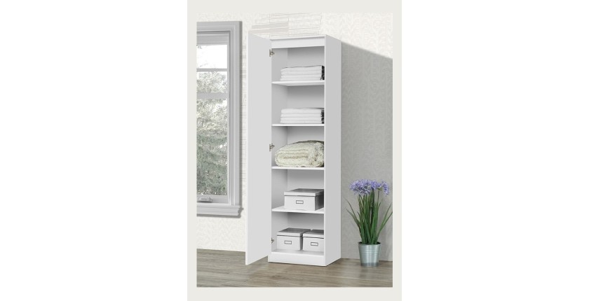 Armoire une porte collection ALABAMA - Coloris Blanc.
